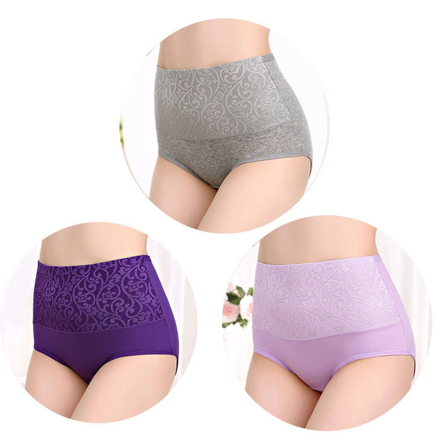Plus Size High Waist Cotton Tummy Tuck Panties for Women