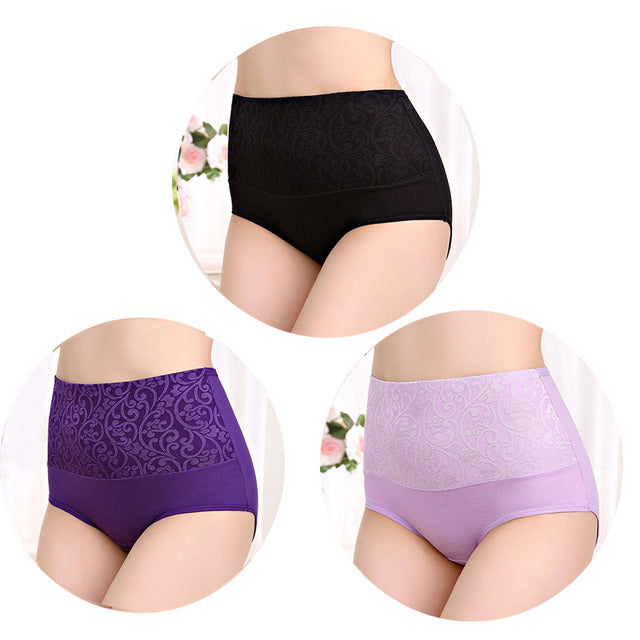 Plus Size High Waist Cotton Tummy Tuck Panties for Women