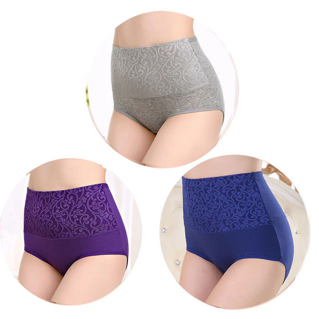 Plus Size High Waist Cotton Tummy Tuck Panties for Women
