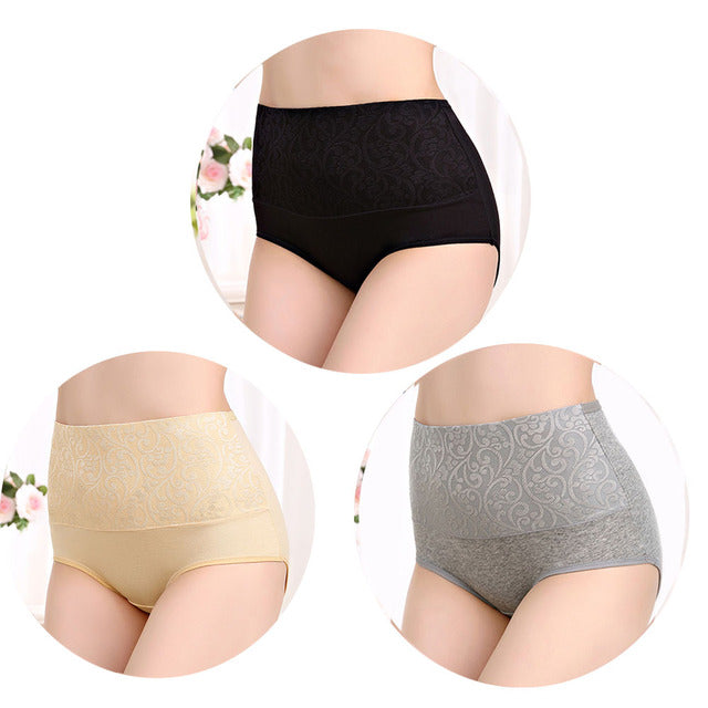 Plus Size High Waist Cotton Tummy Tuck Panties for Women