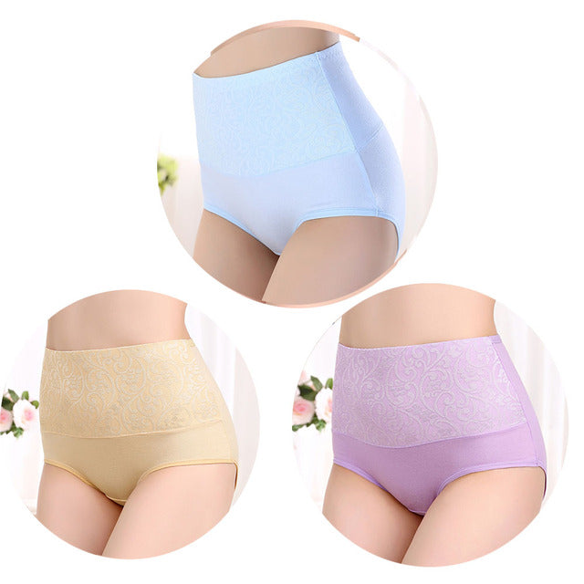 Plus Size High Waist Cotton Tummy Tuck Panties for Women